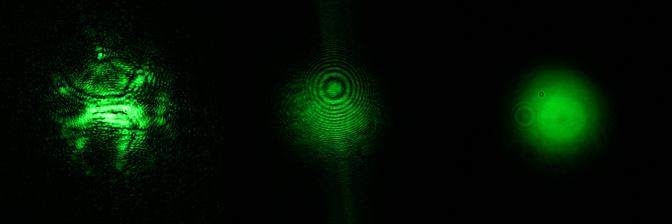 Laser spot behind different filters